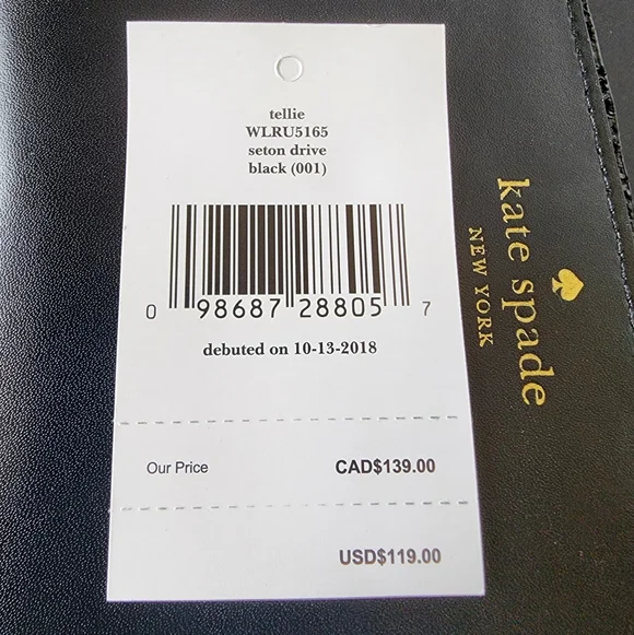 ✨️NWT✨️ Kate Spade Glitter Seton Drive Tellie Black Compact Bifold Wallet, 2018 - Picture 9 of 9